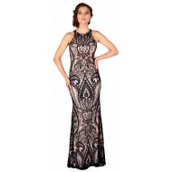 Rochie de ocazie roz lunga cu dantela neagra HM1933R