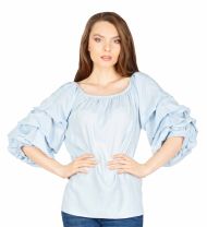 Bluza casual bleu cu maneca incretita 5113 B