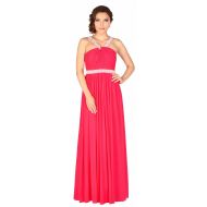 Rochie de ocazie ciclame lunga cu perle decolteu R1248C