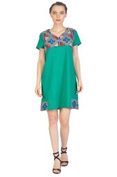 Rochie verde cu broderie colorata 171566 V