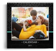 Calendar personalizat - Modern Black - Calendar de perete cu spirala metalica si agatatoare - Portret mediu (21x29 cm)