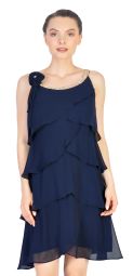 Rochie bleumarin de seara cu decolteu accesorizat 1643 BM