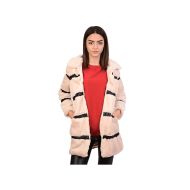 Haina blana bej cu insertii de piele eco 21842 B