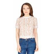Top elegant roz din dantela florala 11852 R