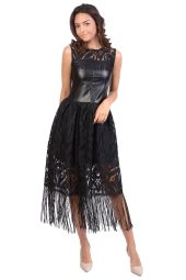 Rochie de seara neagra dantela cu franjuri 158 NG