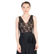 Body negru cu dantela florala W1663 NG