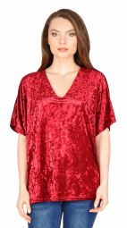 Bluza bordo din catifea cu decolteu 1647 BO