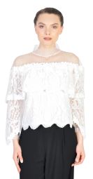 Bluza alba din dantela cu maneca oversized H402 A