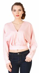 Bluza eleganta roz scurta cu spate petrecut W1367