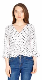 Bluza casual scurta alba cu buline 11863