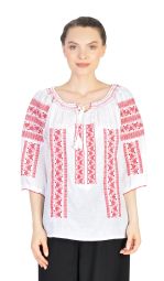 Bluza ie alba cu broderie rosie 2023 R