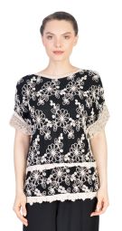 Bluza neagra cu broderie bej 001 NG/A