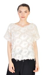 Bluza bej cu frajuri tunse H393 B