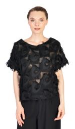 Bluza neagra cu frajuri aplicate H393 NG