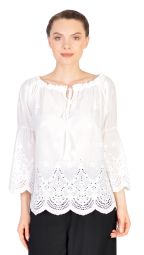 Bluza alba cu broderie perforata 5115 A