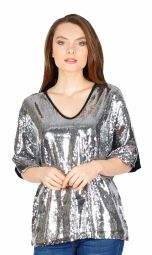 Bluza eleganta cu paiete argintii 17819 AG
