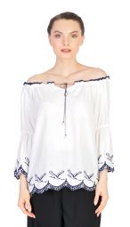 Bluza alba gen ie cu berze brodate 5430 A