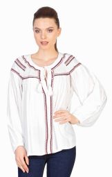 Bluza ie alba cu broderie in doua culori 31370 A