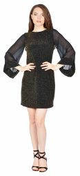 Rochie neagra cu fir lame auriu BC148 AU