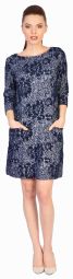 Rochie casual bleumarin cu buzunare 32652 BL