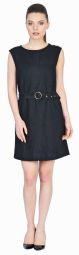 Rochie casual neagra cu aplicatii umeri 3066 NG