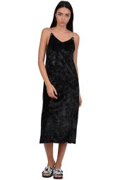 Rochie neagra din catifea cu bretele metalice MO-4323 N
