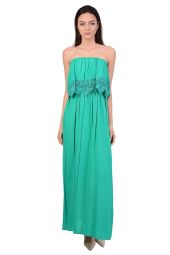 Rochie verde lunga cu volan 99141 V