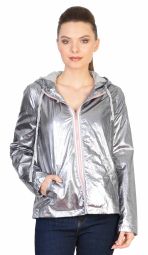 Jacheta casual argintie cu gluga 18077 AG