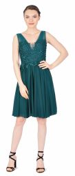 Rochie de seara verde cu broderie aplicata 8675 V