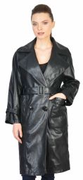 Trenci negru elegant din piele ecologica 18119