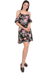 Rochie casual neagra cu umeri decupati 899 NG
