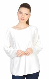Pulover casual alb cu perle aplicate 1939A