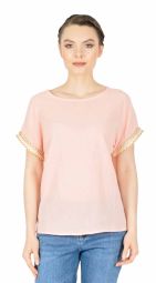 Bluza casual roz cu maneca scurta 333R