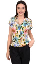 Camasa alba cu imprimeu floral BC174