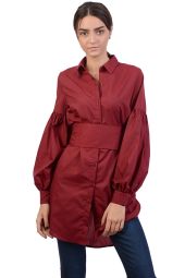 Camasa casual grena lunga cu cordon W2345 GR