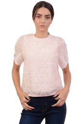 Bluza casual roz cu fire aplicate BC137R
