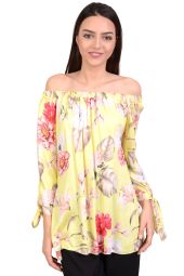 Bluza casual galbena cu imprimeu floral 1521G