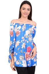 Bluza casual albastra cu imprimeu floral 1521 AR