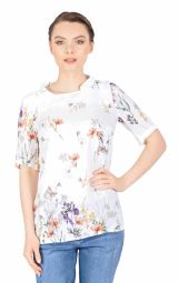 Bluza casual alba cu imprimeu floral BC168 A