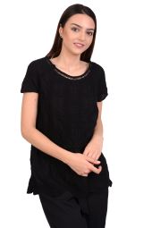 Bluza neagra din bumbac brodat 009 NG