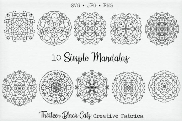 10 Simple Mandalas Medallion Coloring Pages