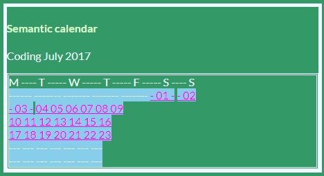 Semantic calendar being developed - web page view