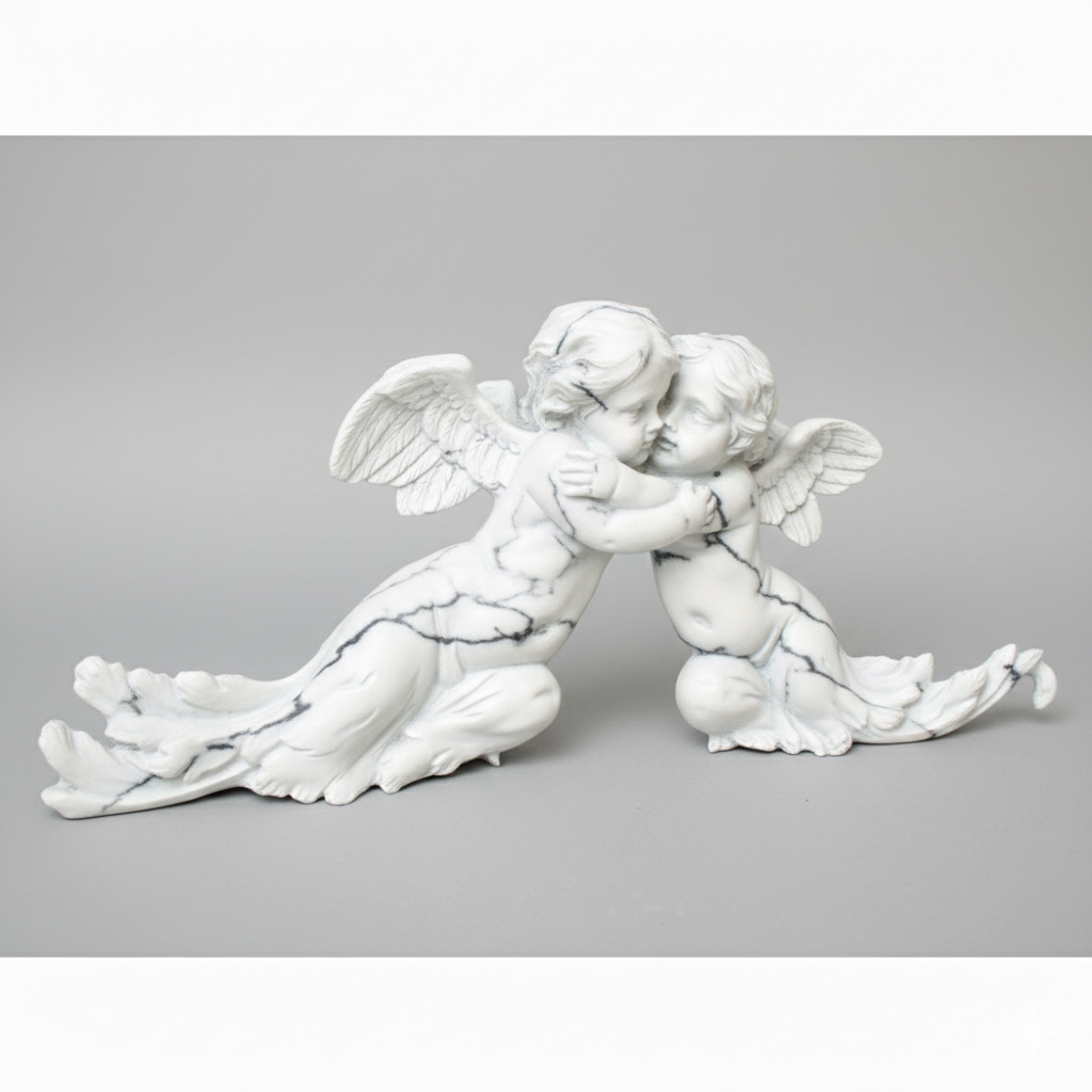 The Baroque Embracing Putti Scroll Sculpture