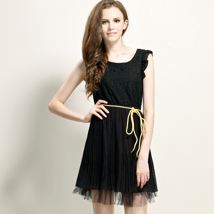 2015 new brand women black lace dress celebrities casual wear dress party evening elegant flare dress vestido de festa plus size