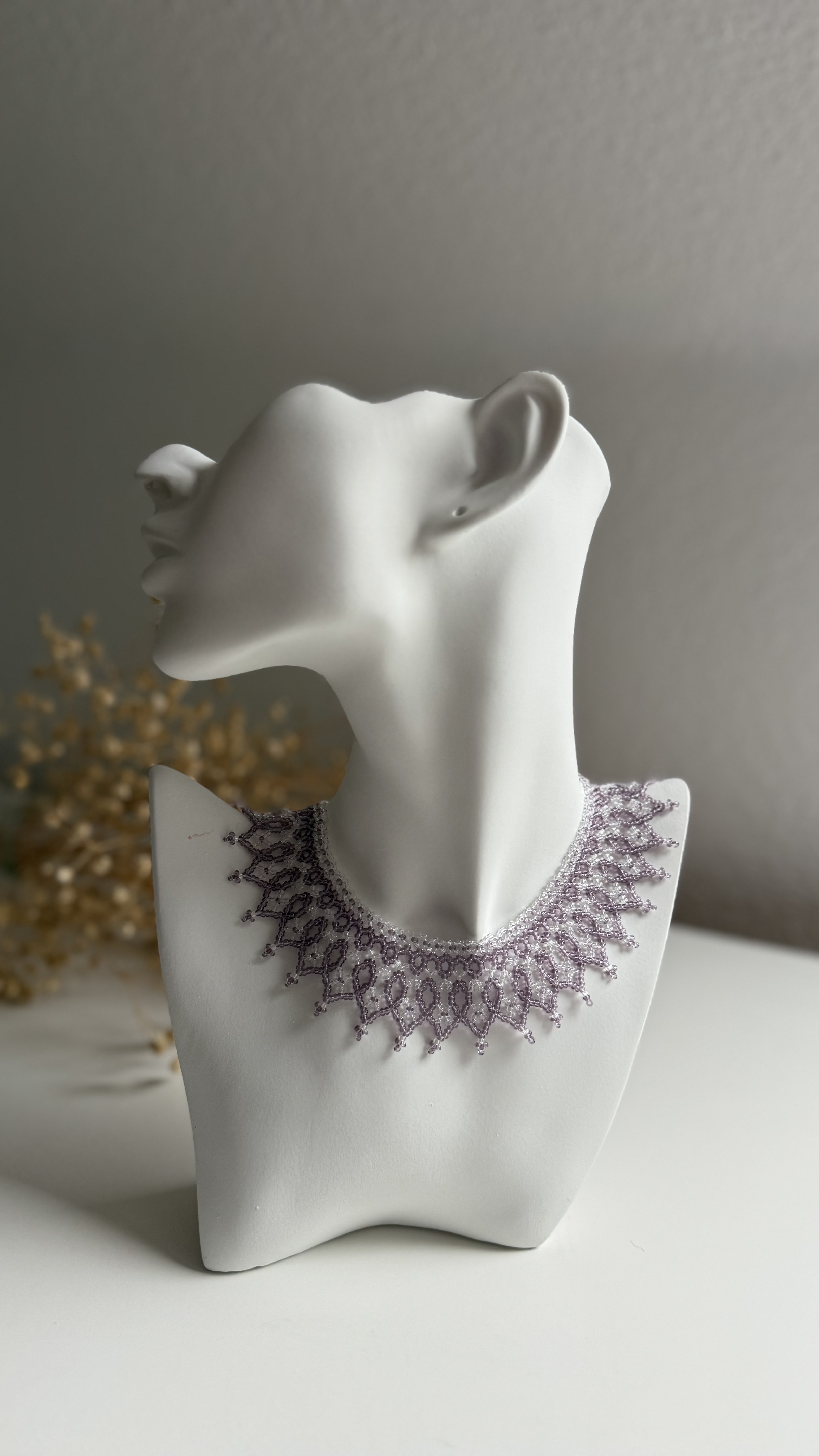 Handmade Purple Transparent Beaded Sylianka Choker Necklace - Image 2