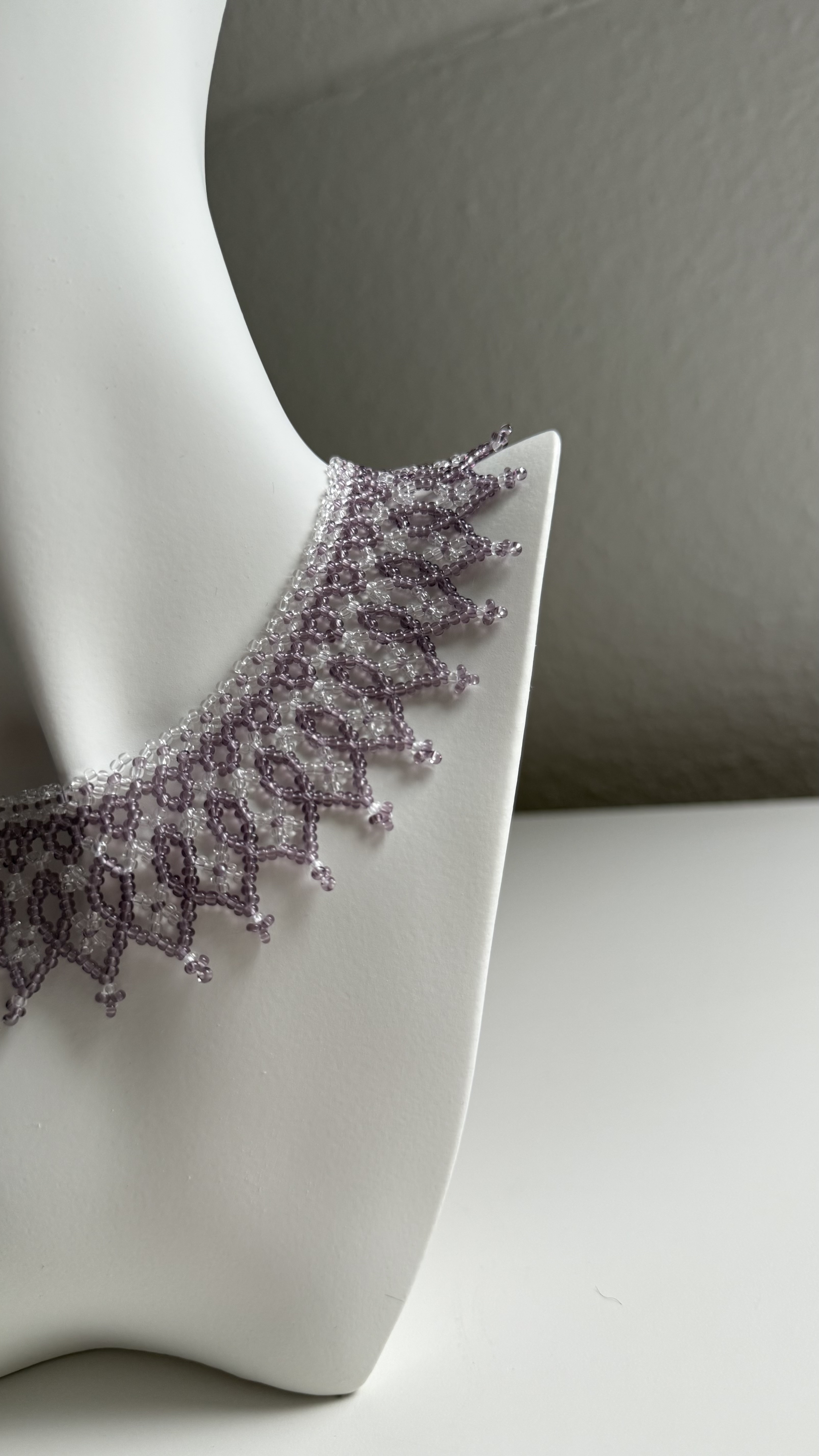 Handmade Purple Transparent Beaded Sylianka Choker Necklace - Image 3