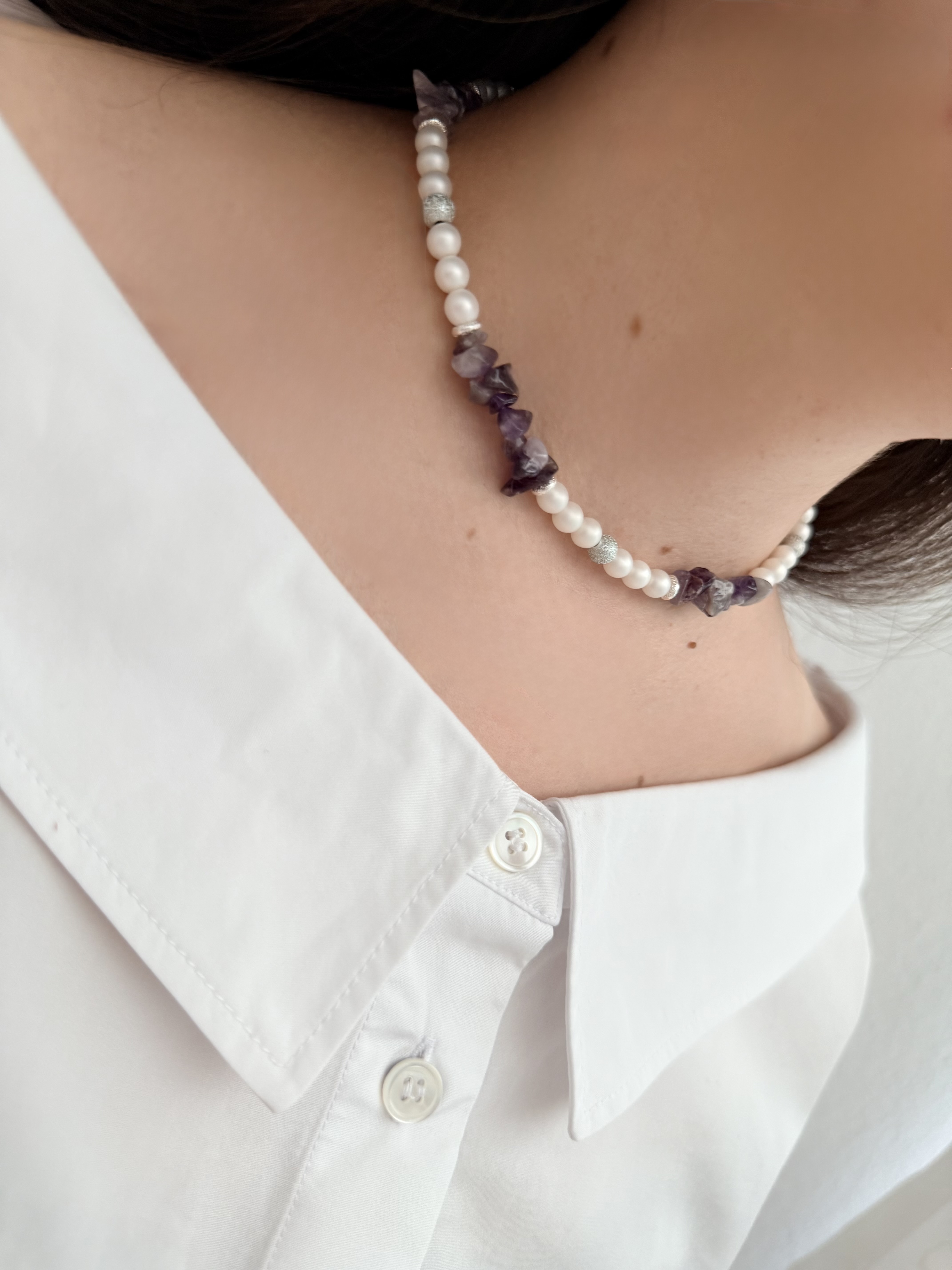 Amethyst & Matte Bead Choker - Image 4
