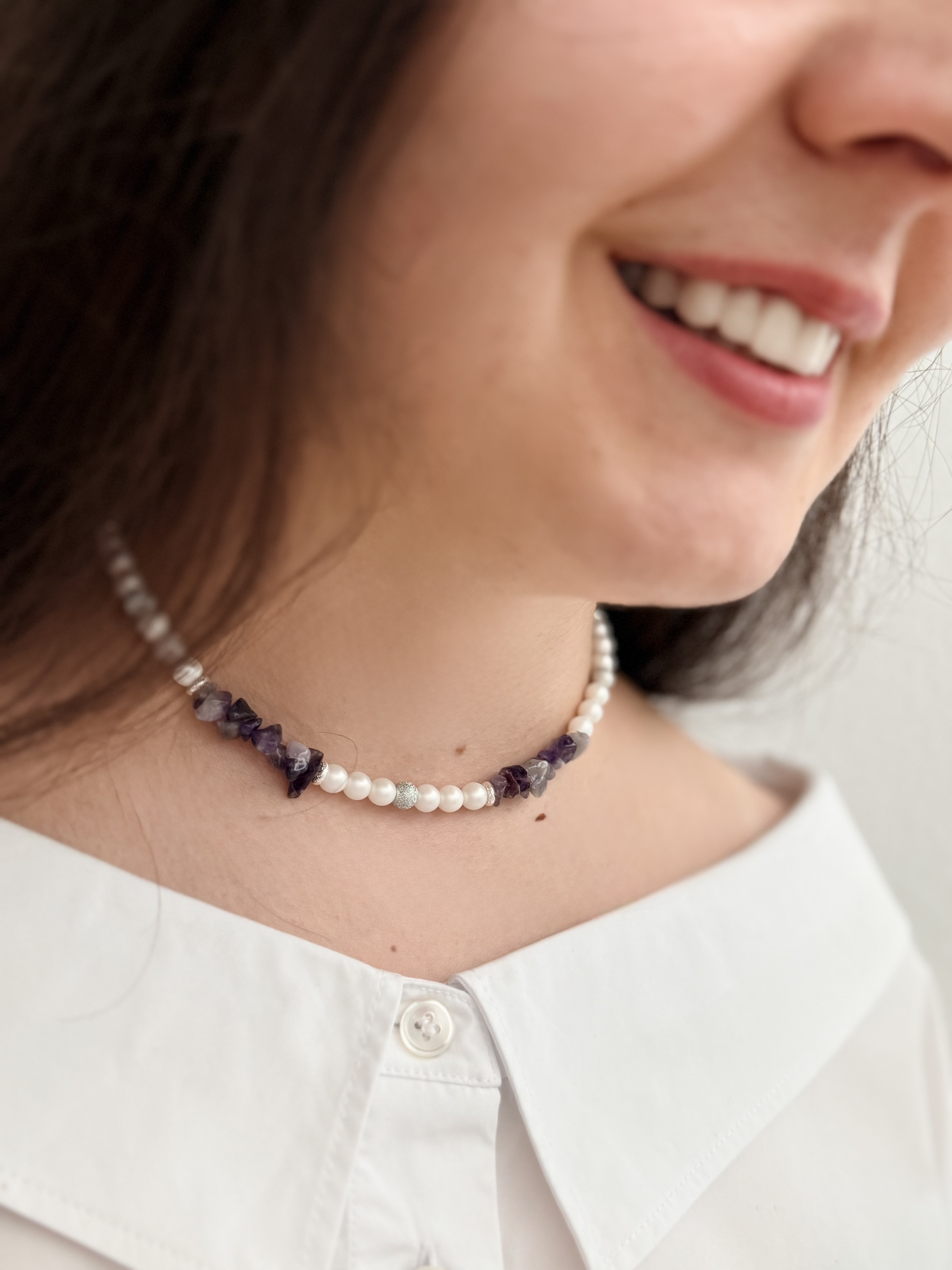 Amethyst & Matte Bead Choker - Image 5