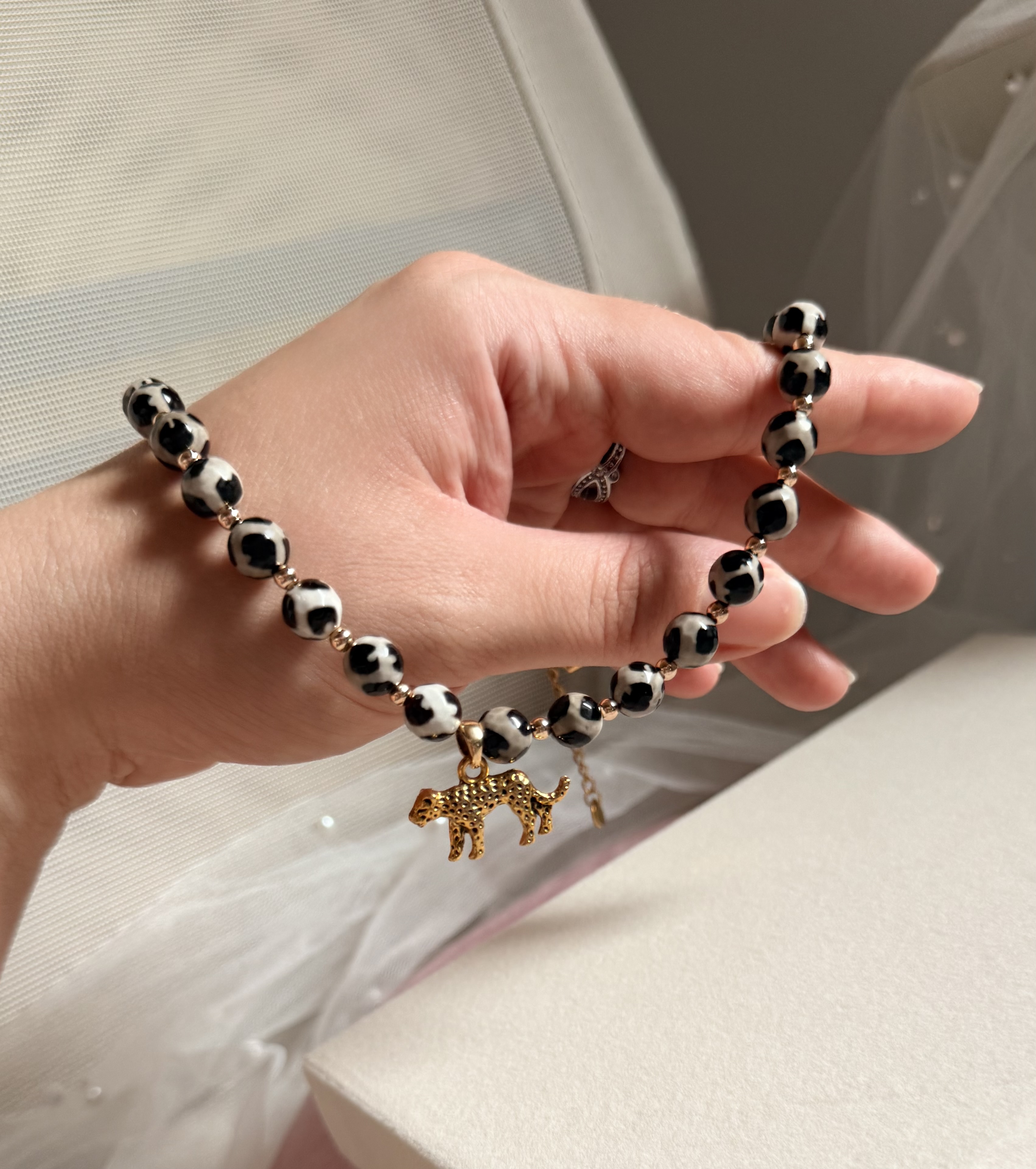 Leopard Print Choker — Statement Necklace with Panther/Leopard Pendant - Image 1