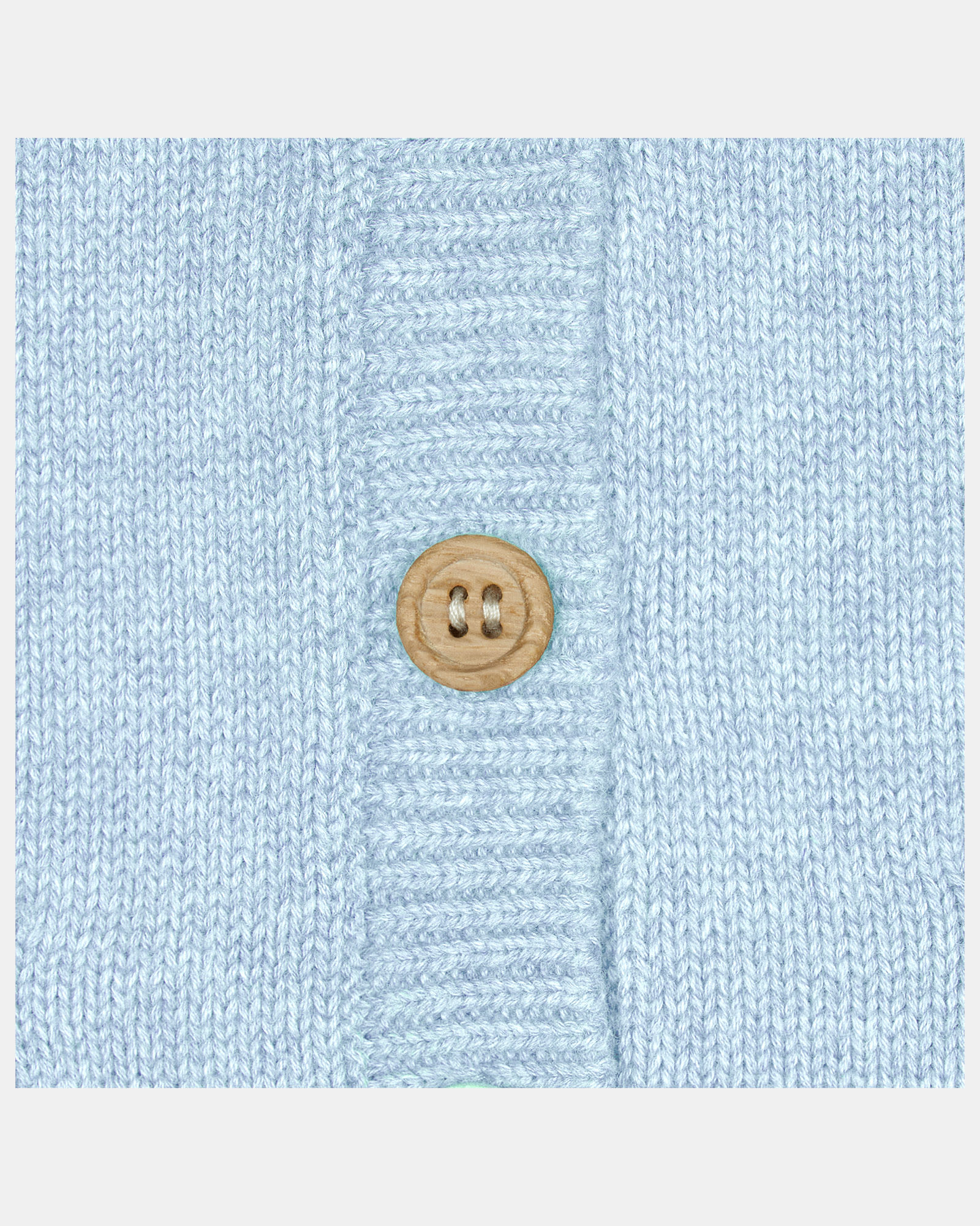 Soft Blue Organic Cardigan with Vintage Charm